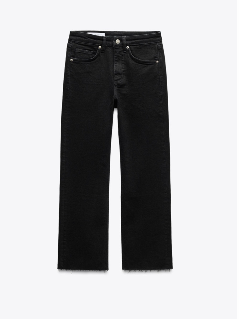 ZARA Black High-Rise Straight Jeans with Raw Hem, Size 2 - Picture 1 of 4
